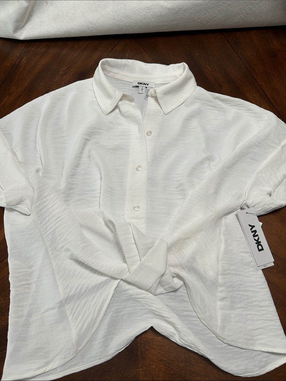 DKNY White Short-Sleeve Button Down Shirt